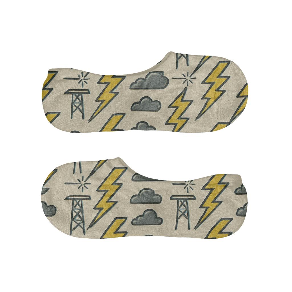 Vintage Power Line Bolt Bands On Warm Ivory comfortable invisible socks