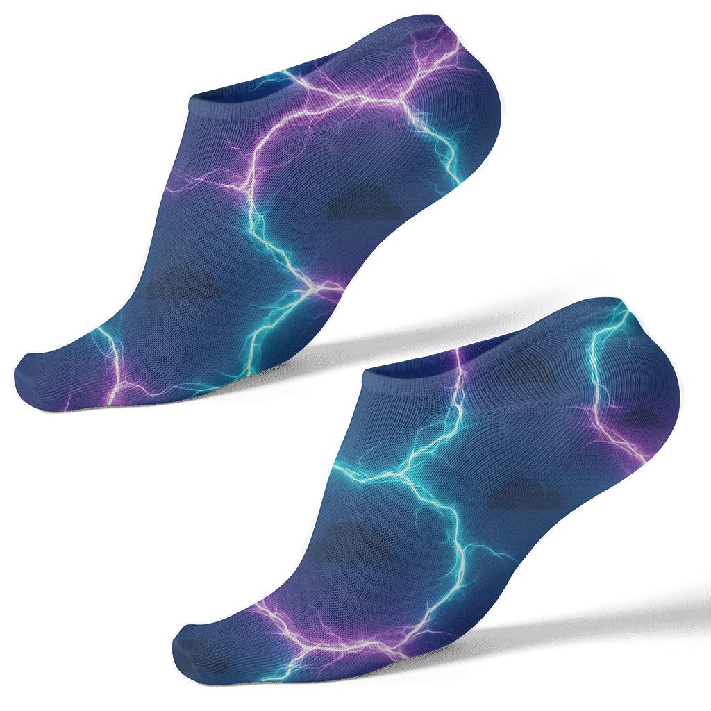 Neon Arc Tessellation On Deep Indigo Field personalized ankle socks