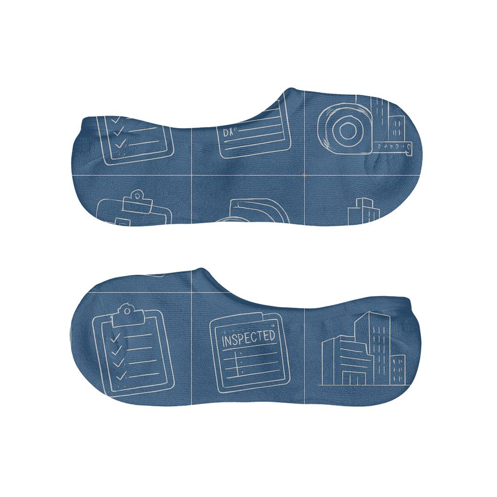 Blueprint Quilt Tiles For The Building Inspector anti-slip no-show socks
