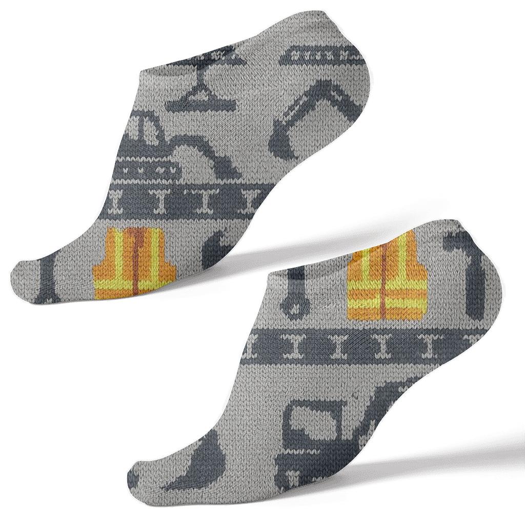 Civil Engineer Knit Illusion On Concrete Gray premium sports ankle socks