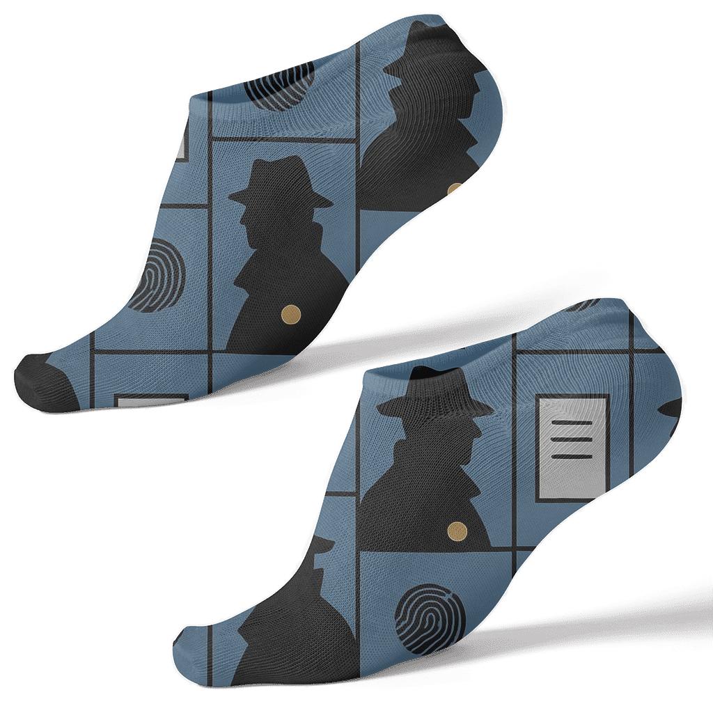 Interrogation Room Pattern With Police Detective Silhouette personalized ankle socks