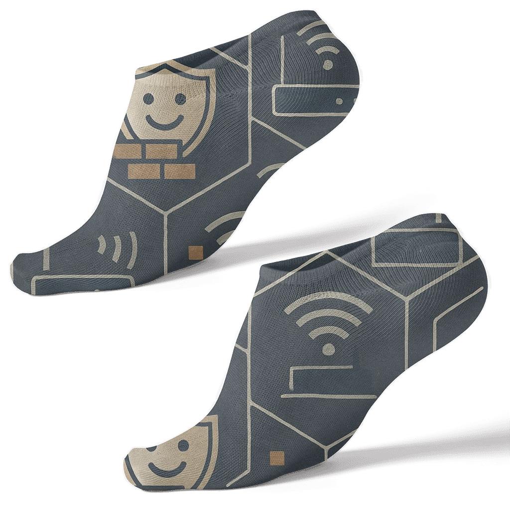 Network Administrator Firewall Badge Tessellation custom ankle socks