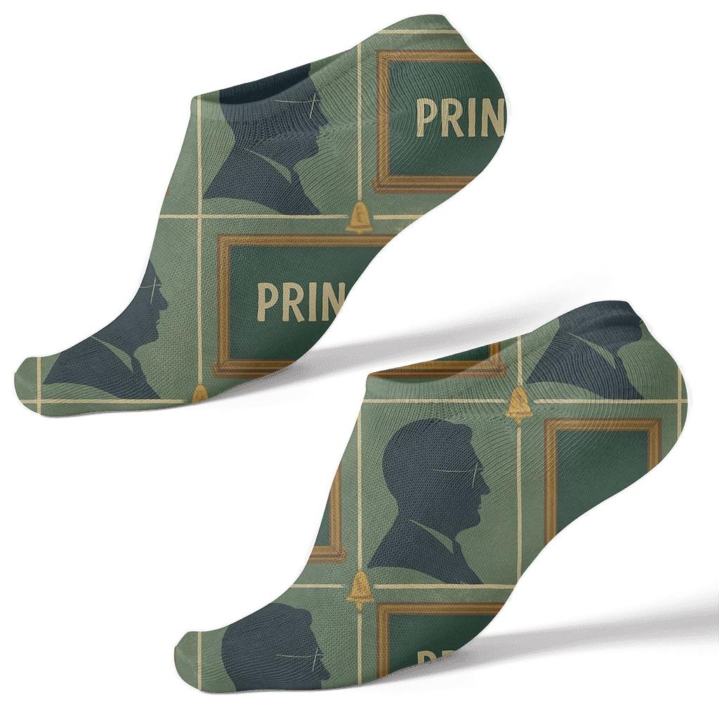 Tartan Chalkboard Bands With School Principal Motifs stylish athletic ankle socks