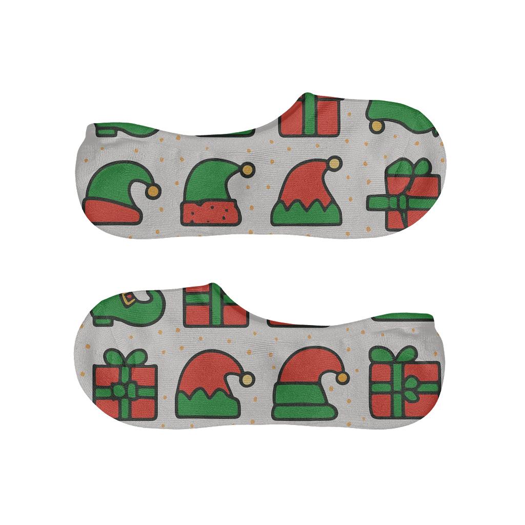 Holiday Elf Boot Checkerboard Grid comfortable low-cut socks