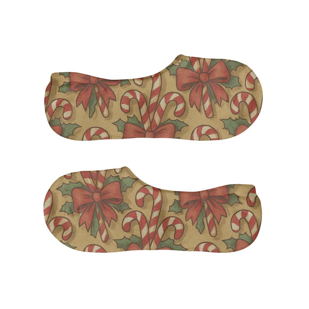Candy Canes Bouquet Tiles In Nostalgic Poster Palette anti-slip no-show socks