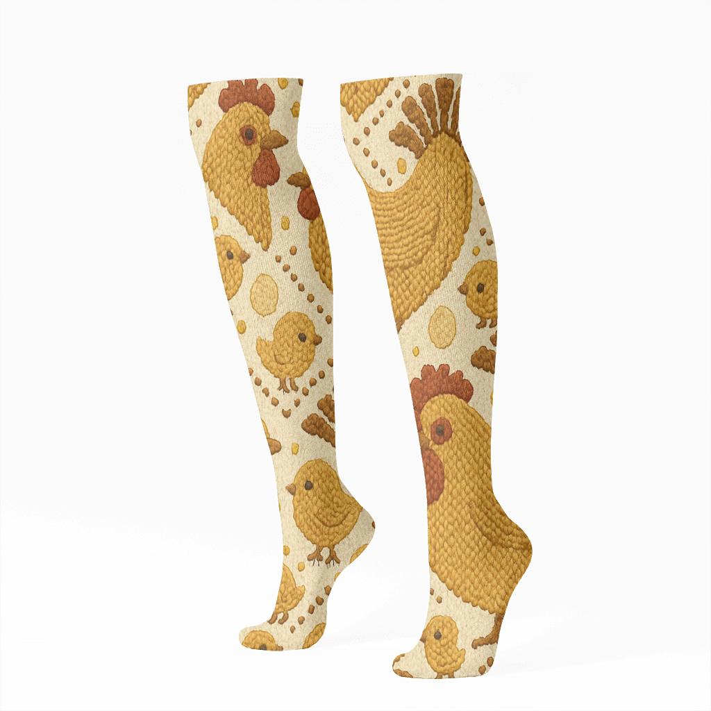 Knit Illusion Chicken Feather Lattice trendy patterned knee-high socks
