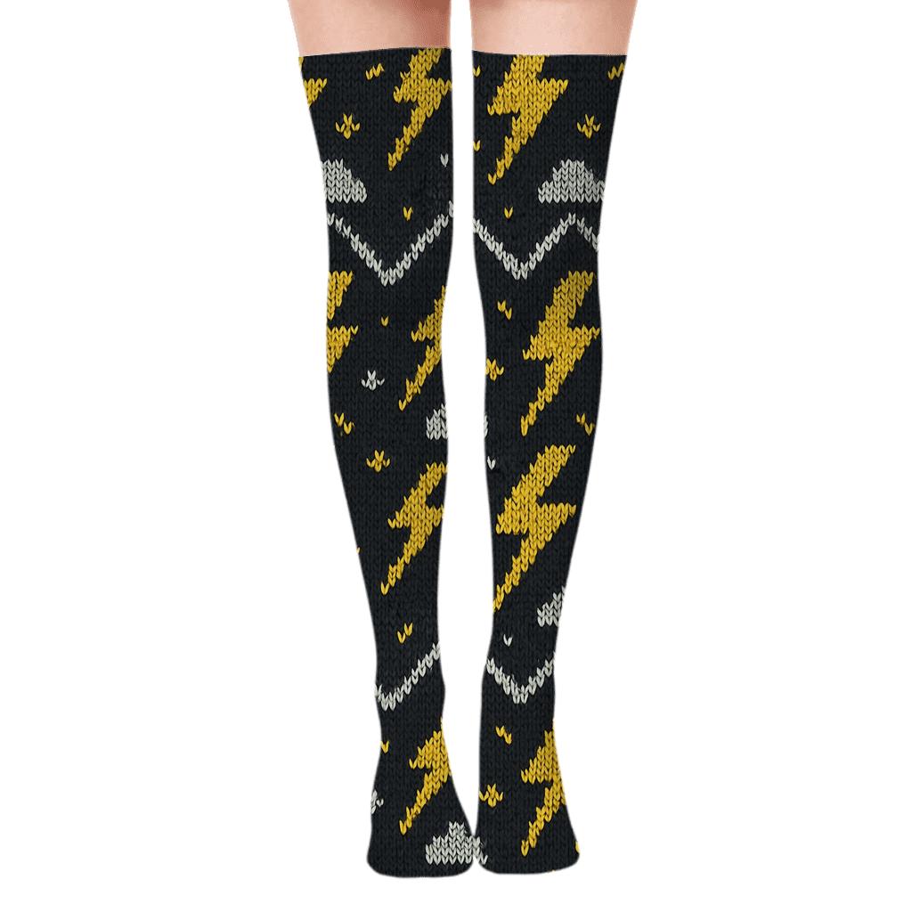 Knitted Bolt Chevron Stormweave comfortable cotton over-the-knee socks