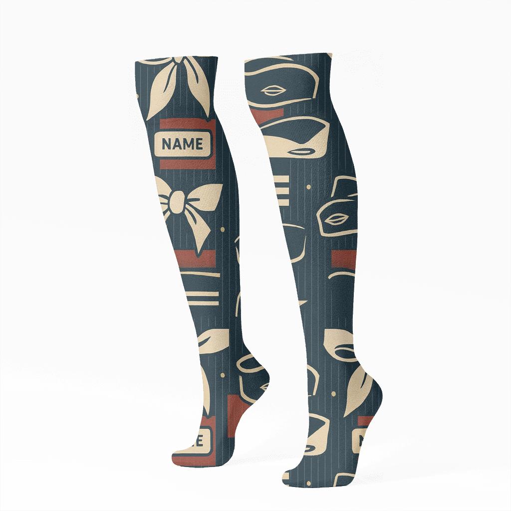 Flight Attendant Uniform Stripe Tessellation premium sports knee-high socks