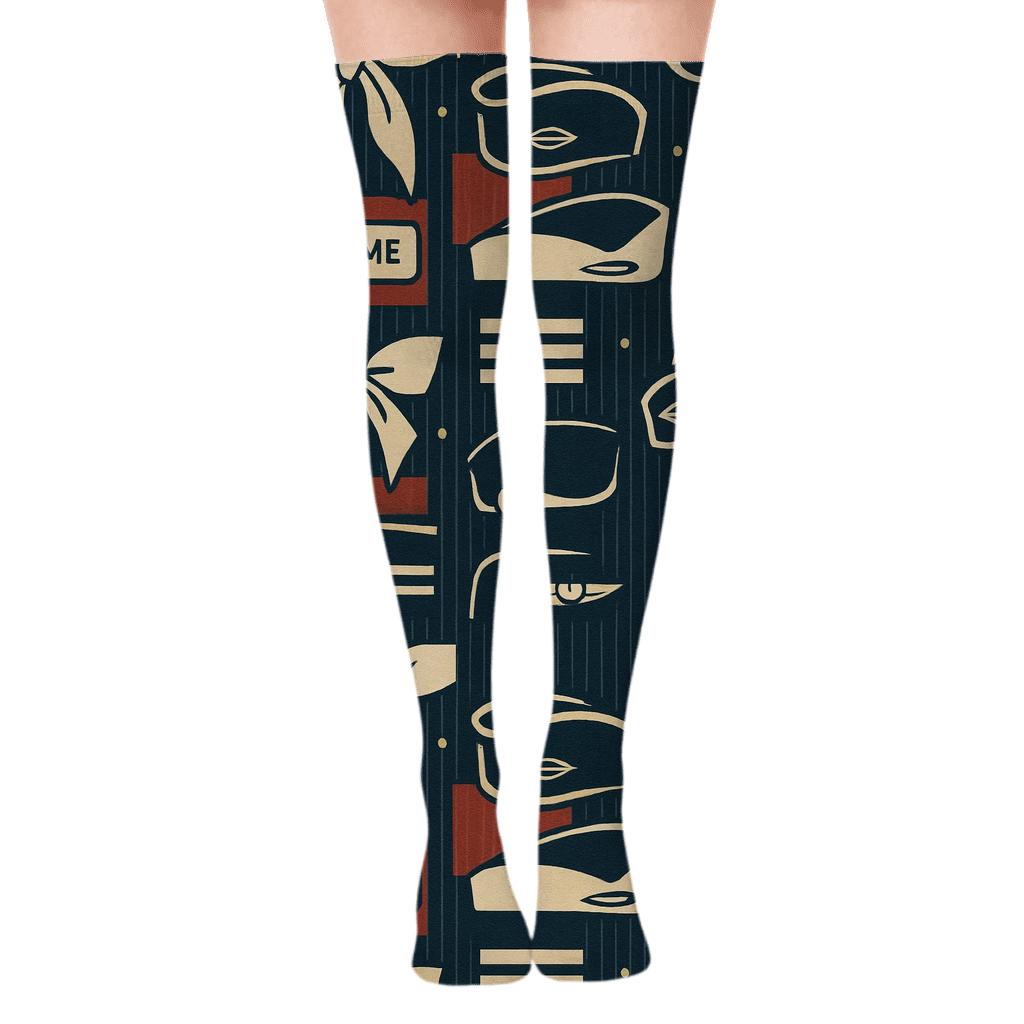 Flight Attendant Uniform Stripe Tessellation premium cozy over-the-knee socks