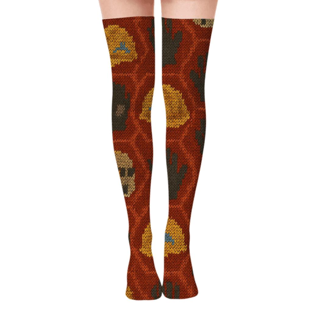 Hard Hat Lattice Construction Worker Print comfortable cotton over-the-knee socks