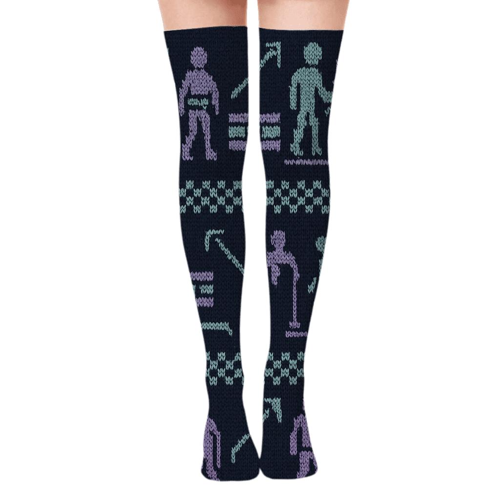 Occupational Therapist Knitted Lattice Of Calm Care unique graphic over-the-knee socks