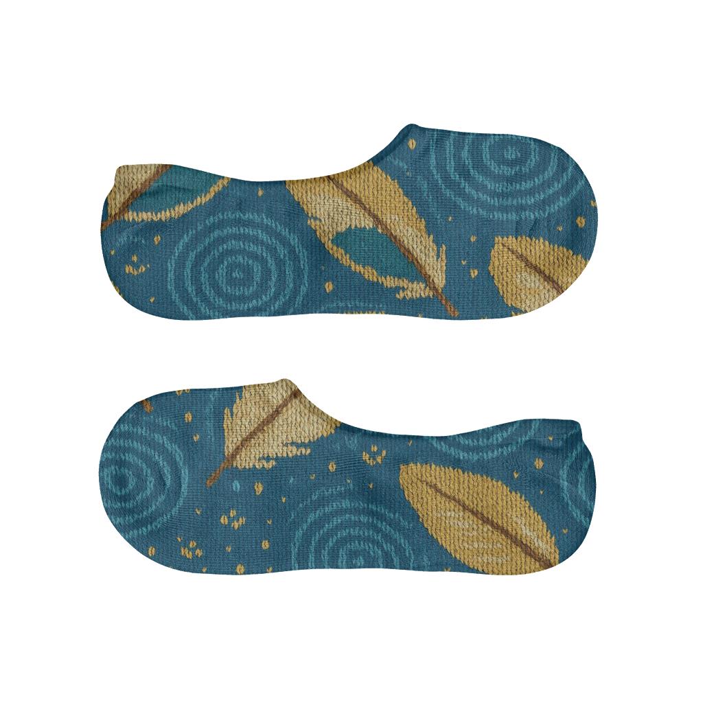 Knitted Illusion Duck Feather Ripples soft cotton no-show socks
