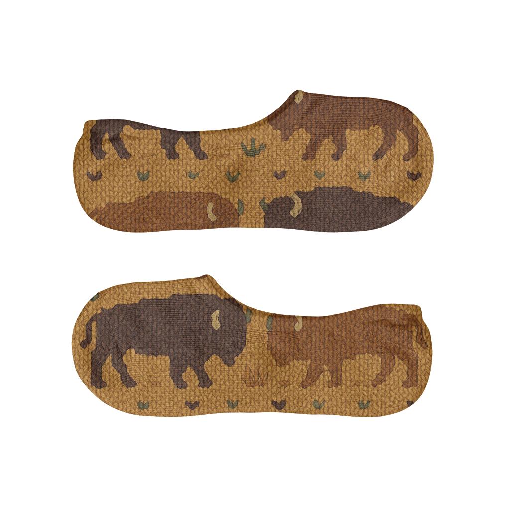 Prairie Knit Illusion Bison Pattern low cut no-show socks