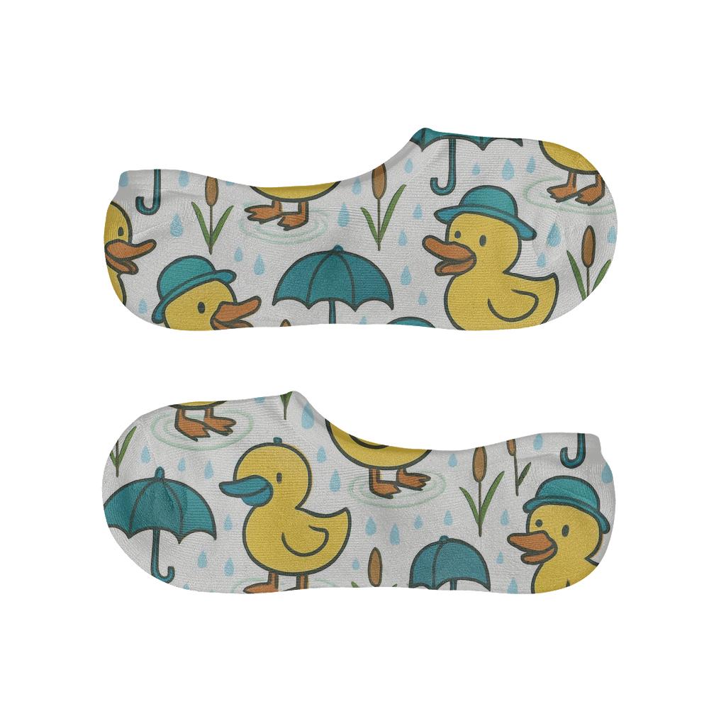 Pond Party Grid With Quacking Duck anti-slip no-show socks