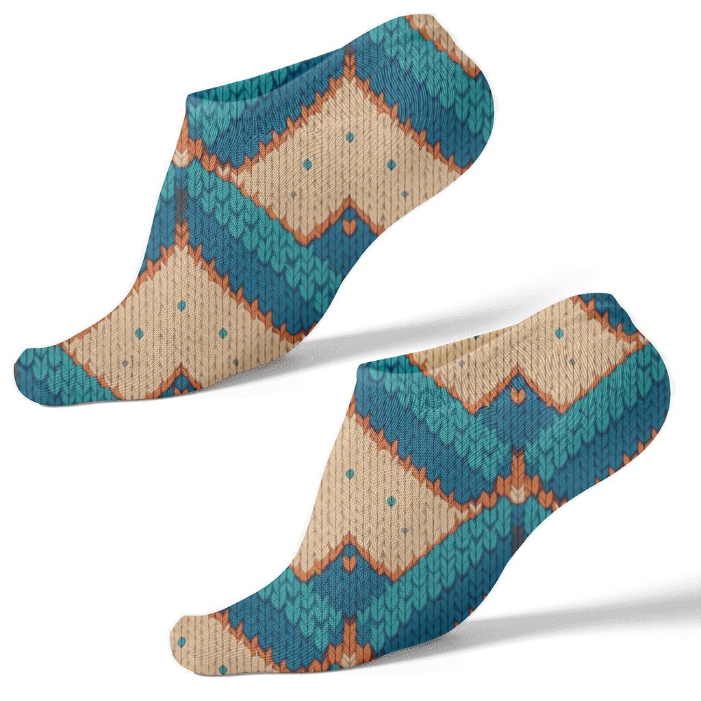 Knit Illusion Fish Scale Chevron premium sports ankle socks