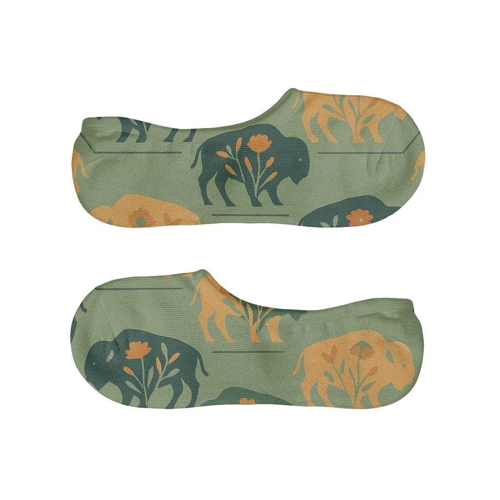 Botanical Tessellation With Bison Interior comfortable low-cut socks