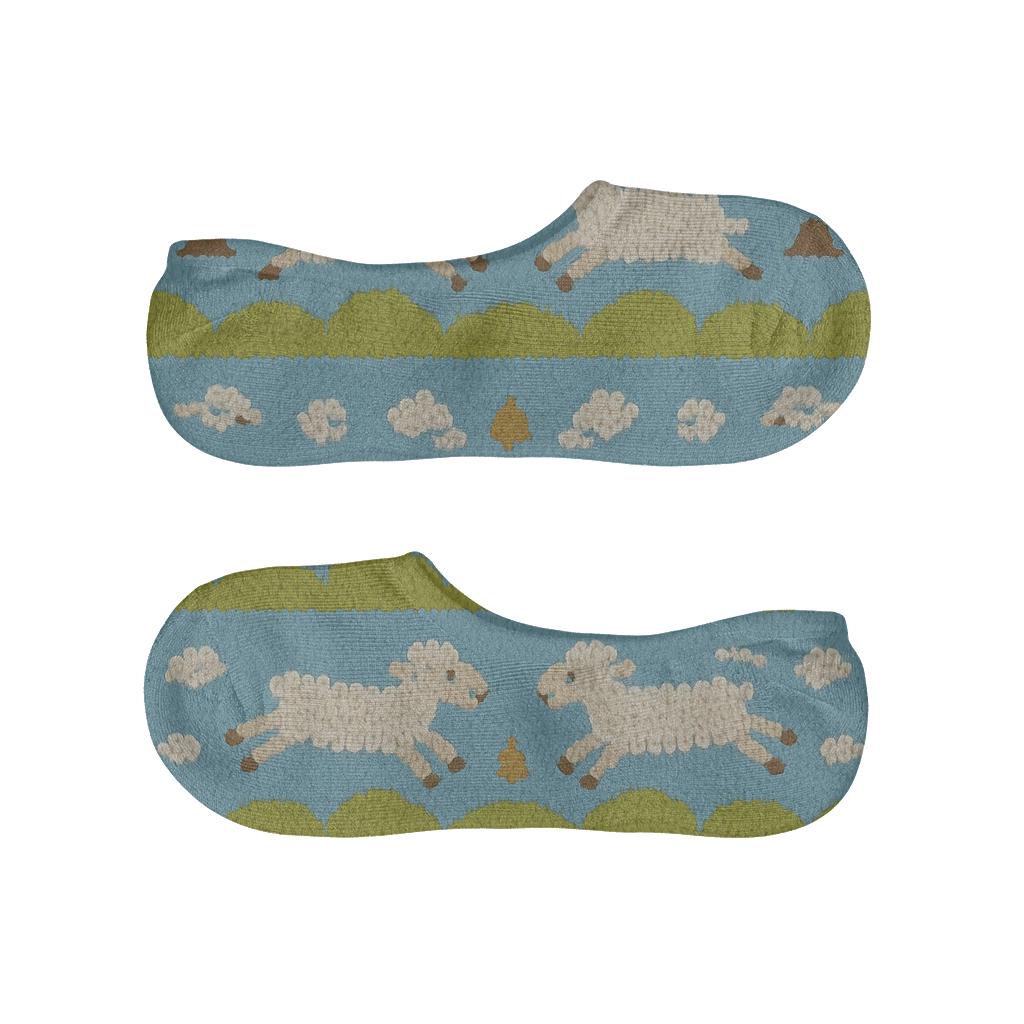 Knitted-Illusion Rolling Hills Sheep anti-slip no-show socks