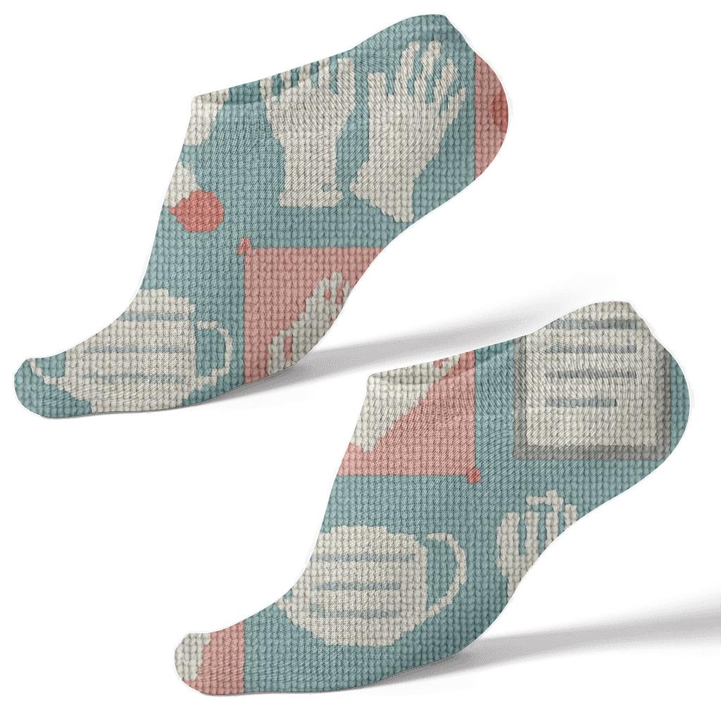 Nurse Knit Pattern Illusion Patchwork soft everyday ankle socks