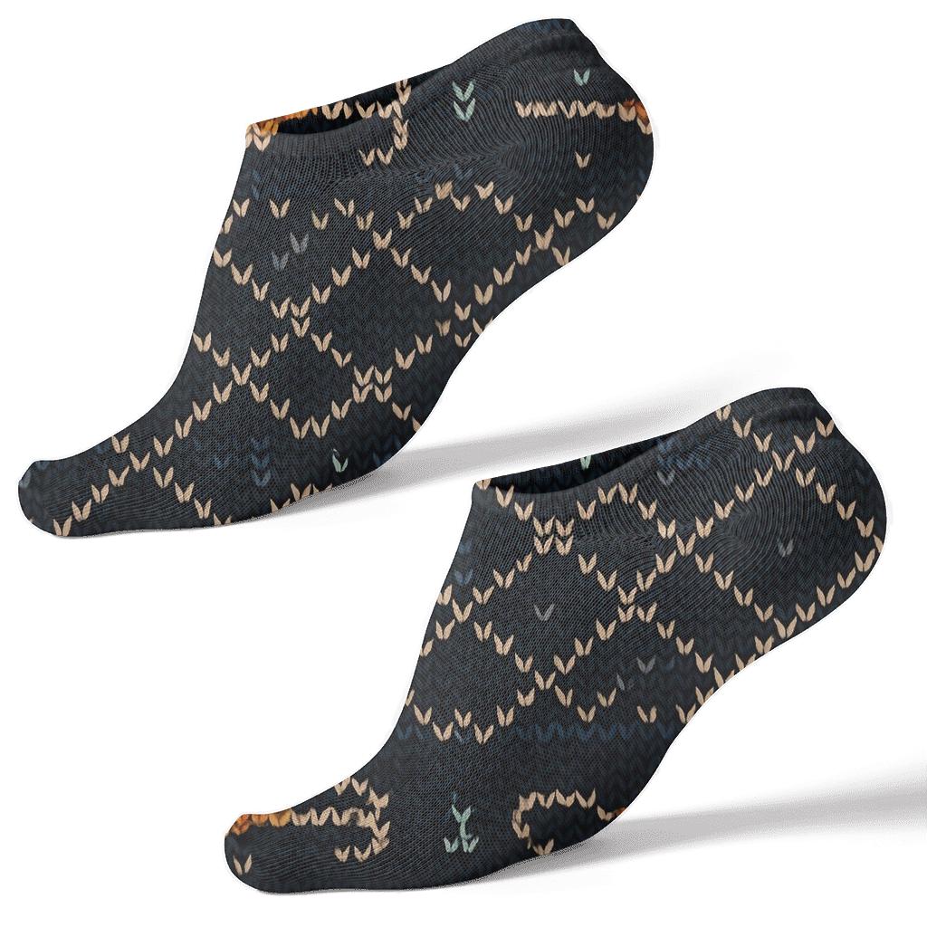 Fisher Knitted Net And Lure Fair Isle Pattern personalized ankle socks