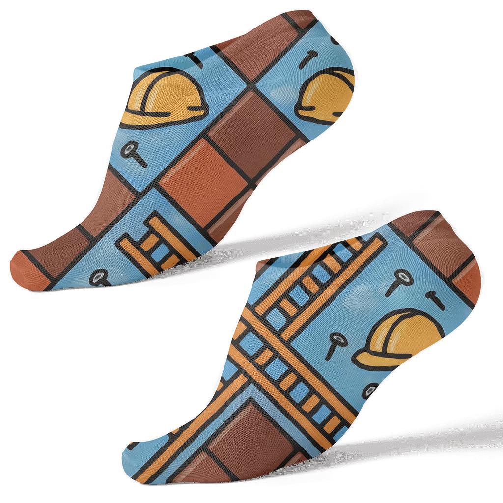 Shingle Lattice Roofer Pattern On Sky Blue comfortable cotton ankle socks