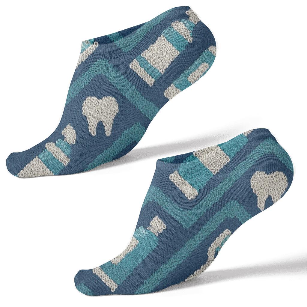 Knitted Illusion Dentist Toothbrush Chevron trendy patterned ankle socks