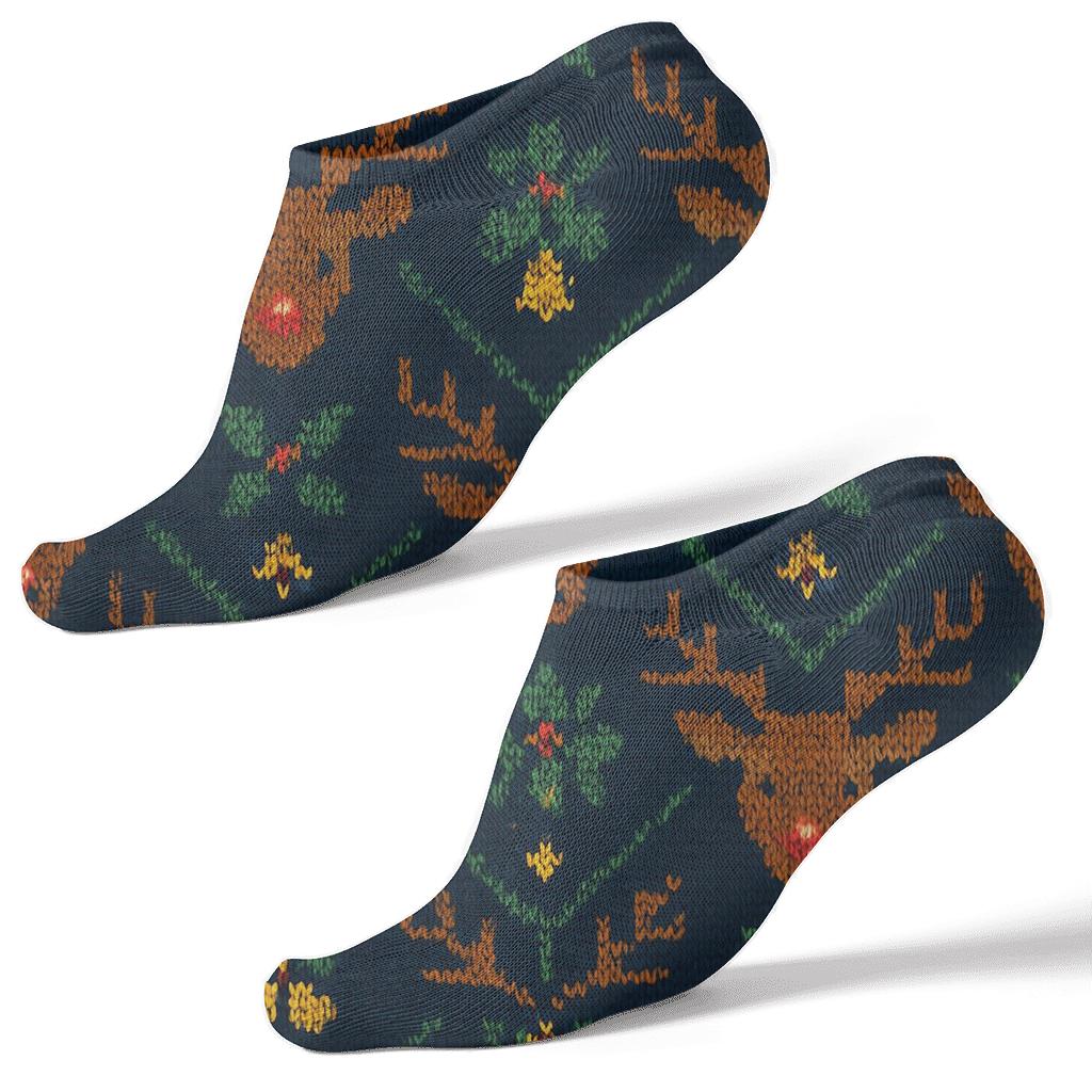 Nordic Knit Rudolph Antler Lattice unique graphic ankle socks