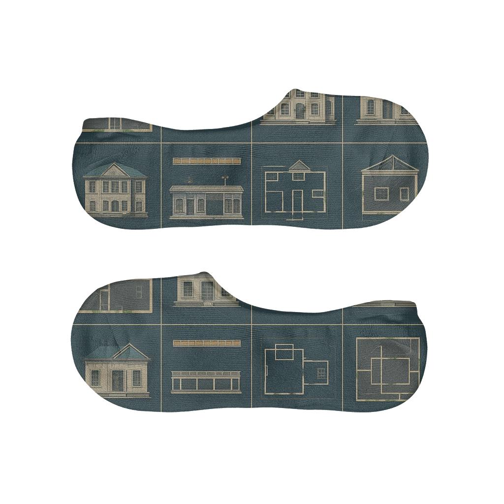 Blueprint Patchwork For The Architect low cut no-show socks