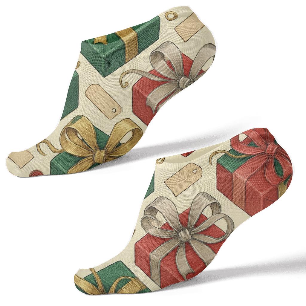 Ribbon Lattice Presents Study designer print ankle socks