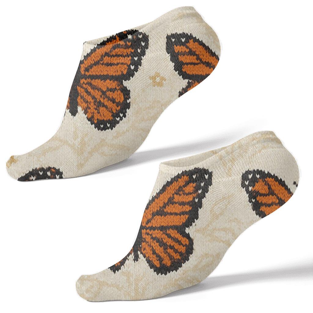 Monarch Knit Chevron Meadow On Warm Ivory custom ankle socks