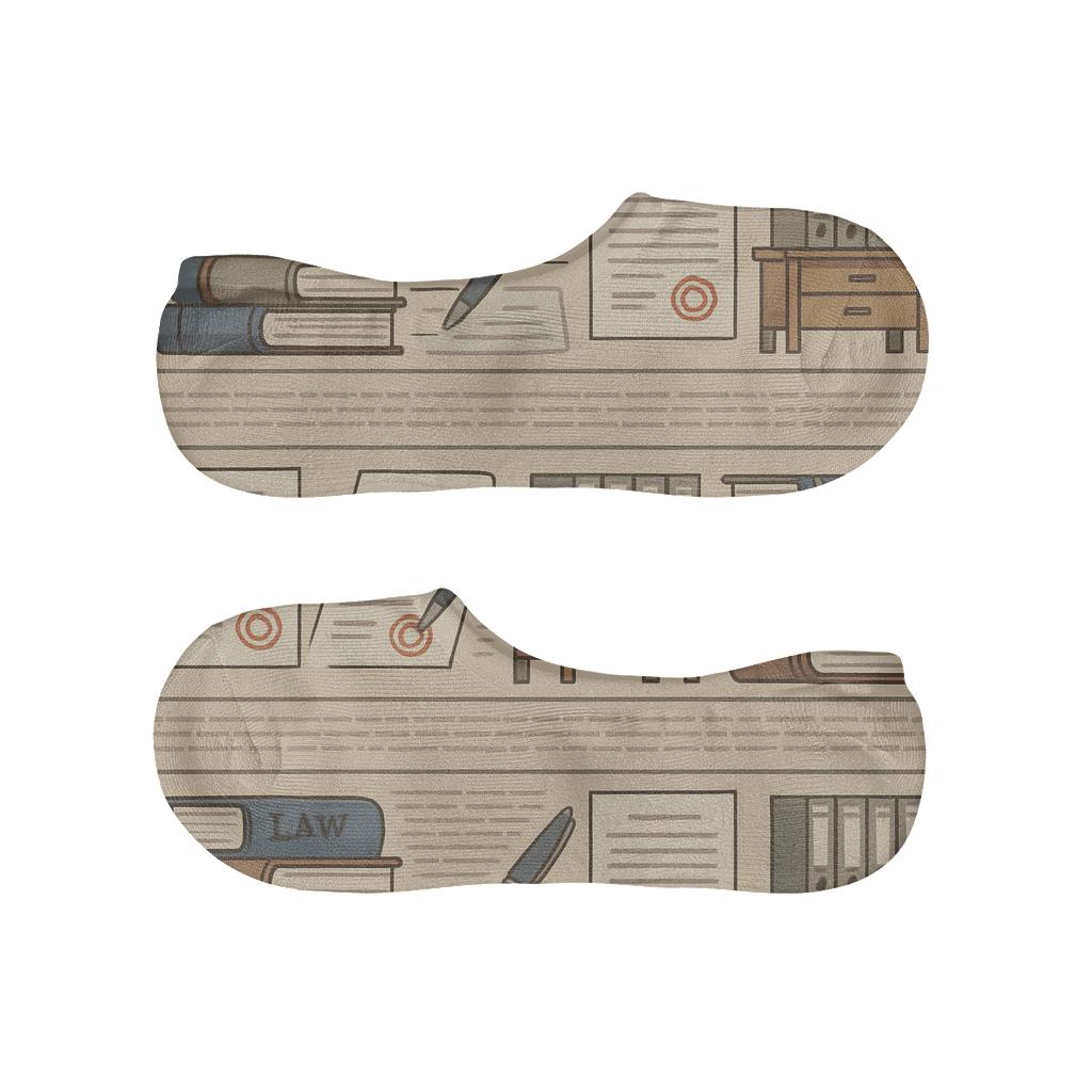Courtroom Collage Pattern With Court Clerk Details comfortable invisible socks