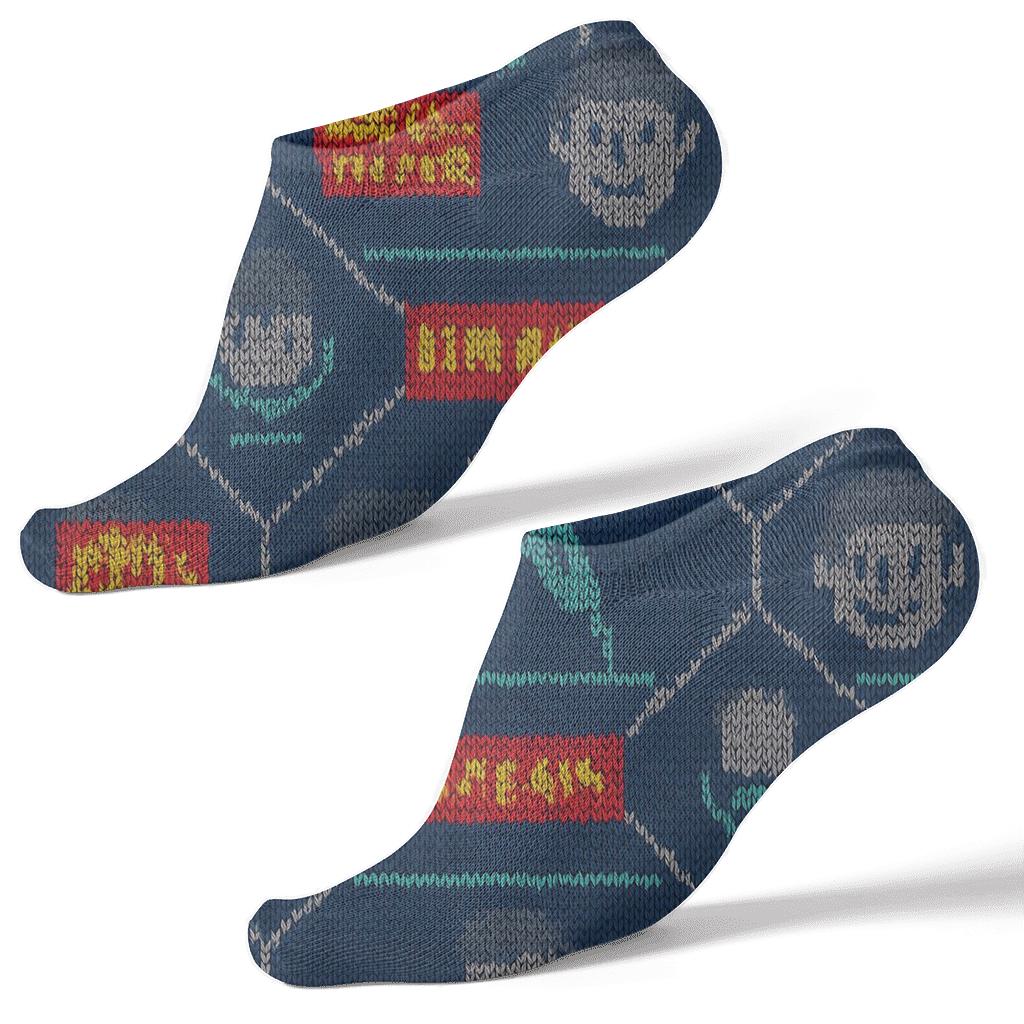 News Anchor Knit Ticker Tessellation designer print ankle socks