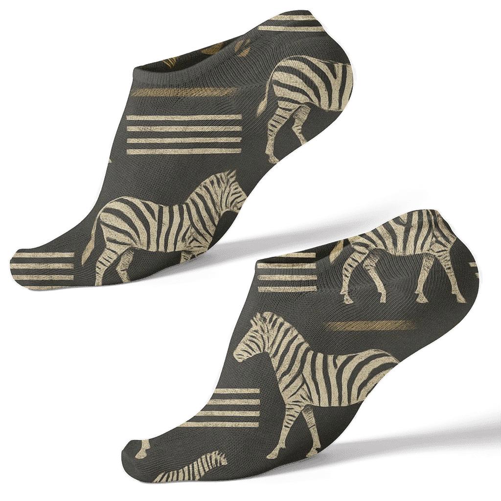 Golden Safari Stripe Poster Collage Repeat personalized ankle socks