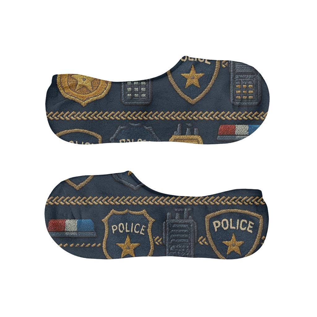 Night Parade Police Officer Patchwork breathable seamless no-show sockscustom no-show socks