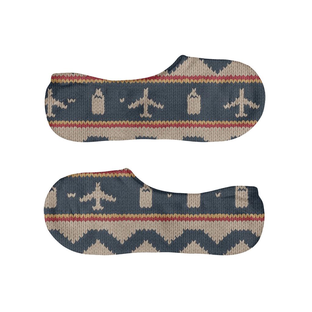 Flight Attendant Knitted Stripe Lattice personalized no-show socks