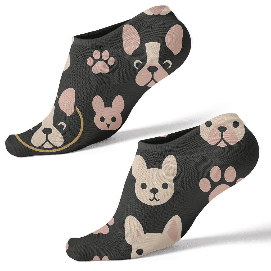 Midnight Bulldog Orbit Minimal Grid custom ankle socks