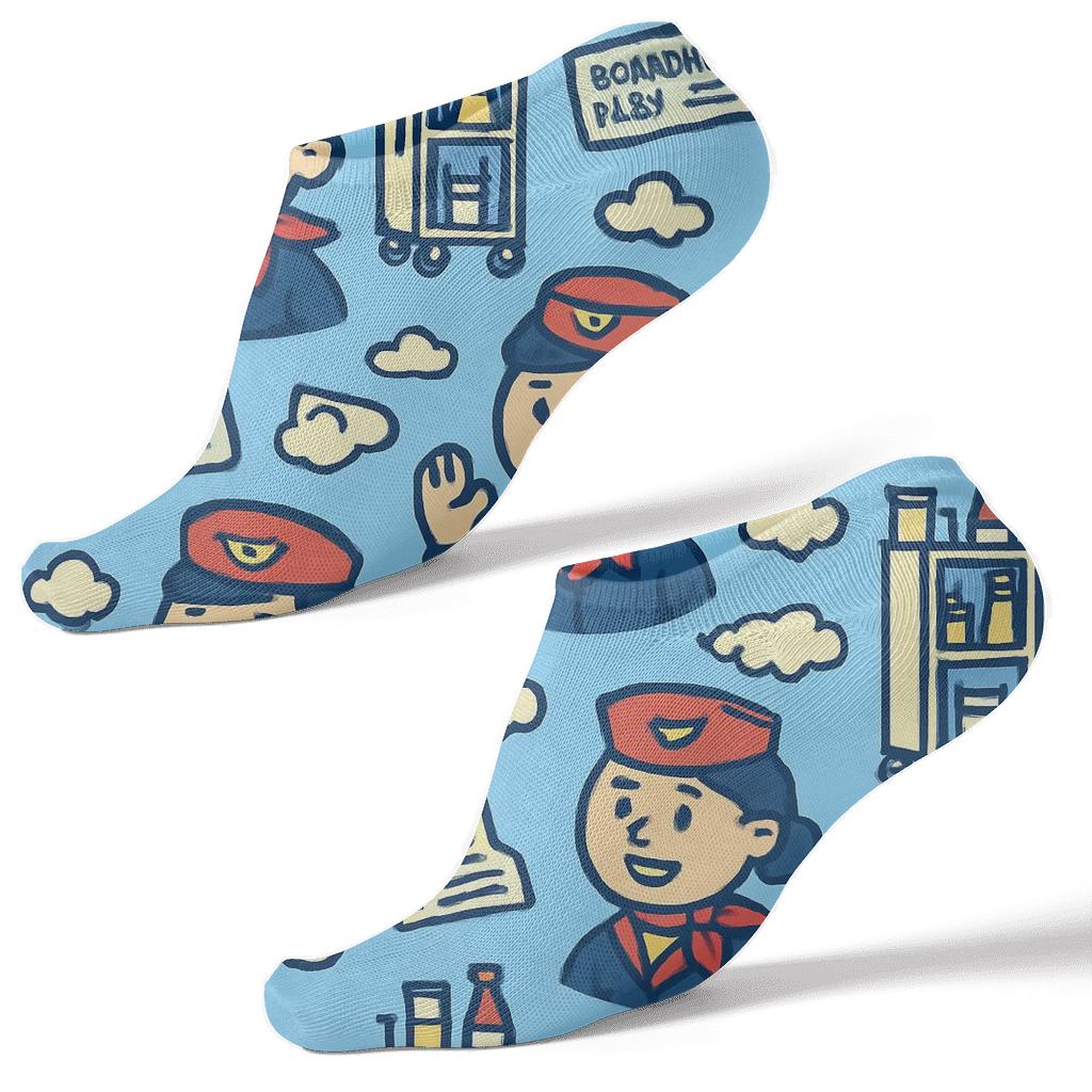 Skyline Service In Flight Attendant Pattern designer print ankle socks