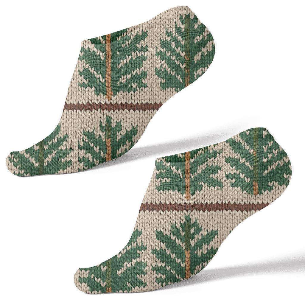 Evergreen Branches Nordic Knit Chevron personalized ankle socks