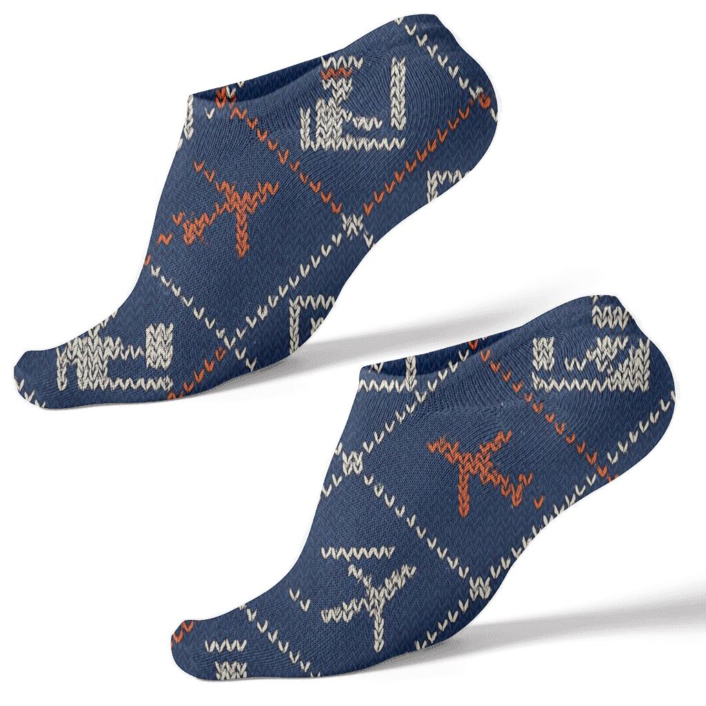 Knitted Pattern Illusion Immigration Officer Stamp Lattice unique graphic ankle socks