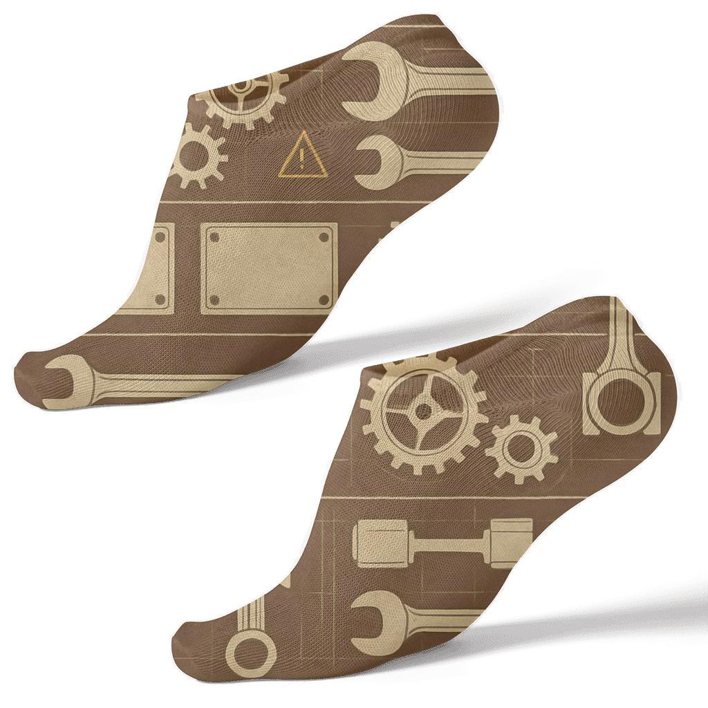 Industrial Patchwork Bands For A Mechanical Engineer designer print ankle socks
