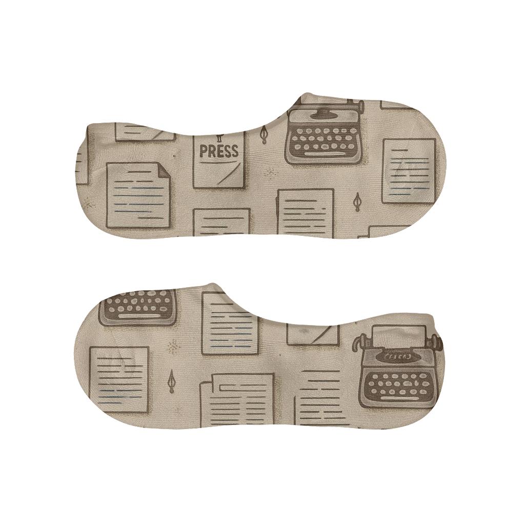 Journalist Newsprint Lattice On Warm Beige trendy no-show sock styles