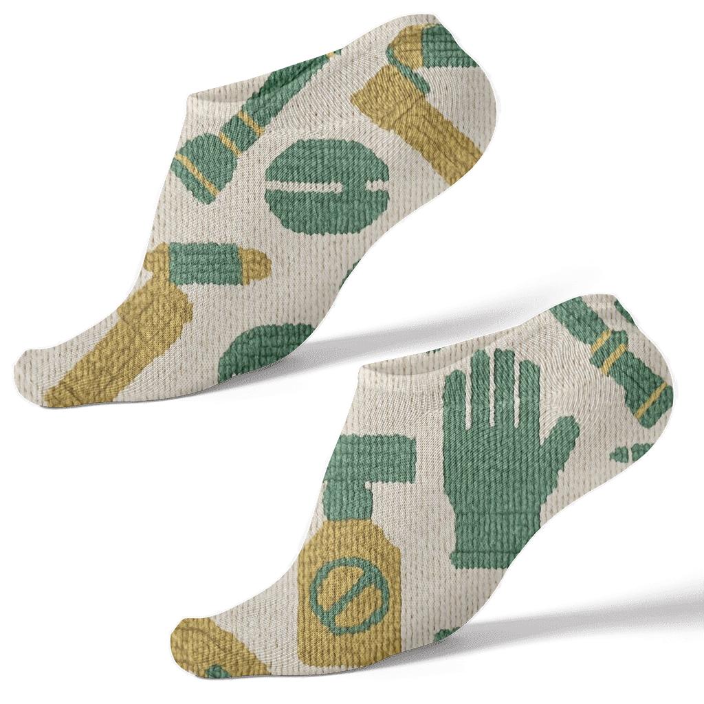 Knitted Pattern Illusion, Pest Control Technician Tool Tiling stylish athletic ankle socks