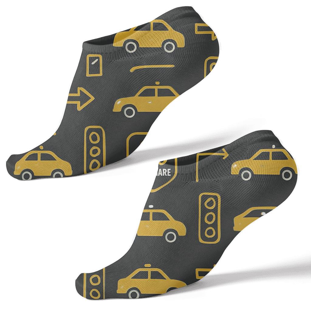 Midnight Map Grid For Rideshare Driver stylish athletic ankle socks