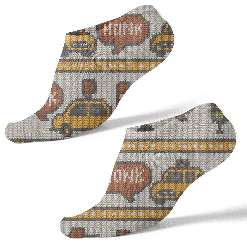 Taxi Driver Knit Illusion Parade Pattern trendy patterned ankle socks