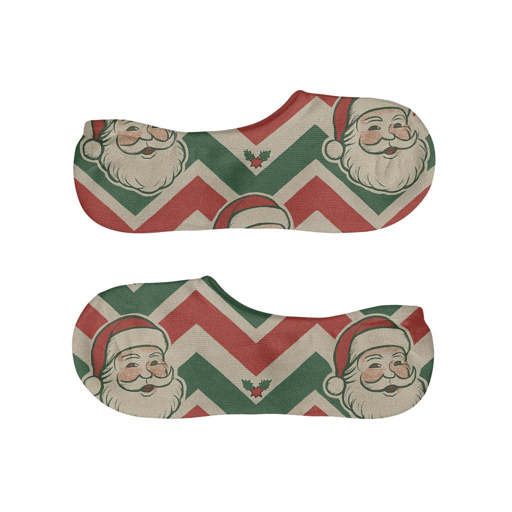Vintage Poster Santa, Christmas Chevron Wrap trendy no-show sock styles