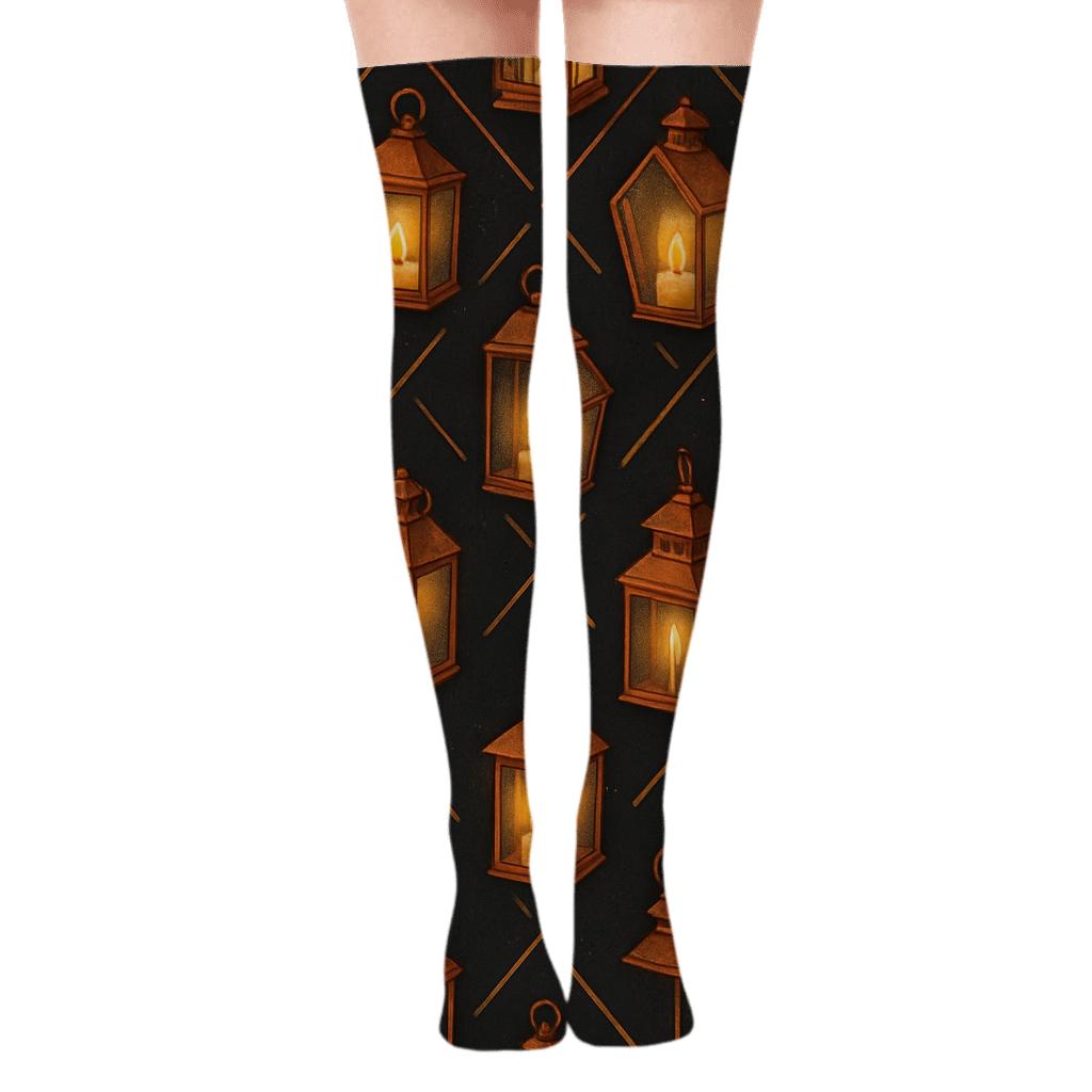 Lantern Lattice With Candle Glow custom over-the-knee socks