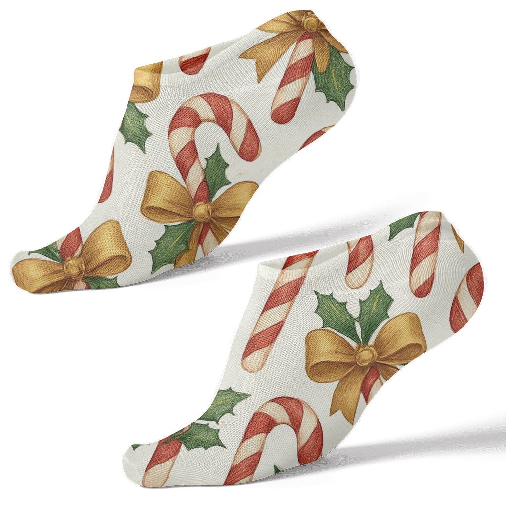 Candy Canes Ribbon Wrapped Diagonal Scatter stylish athletic ankle socks