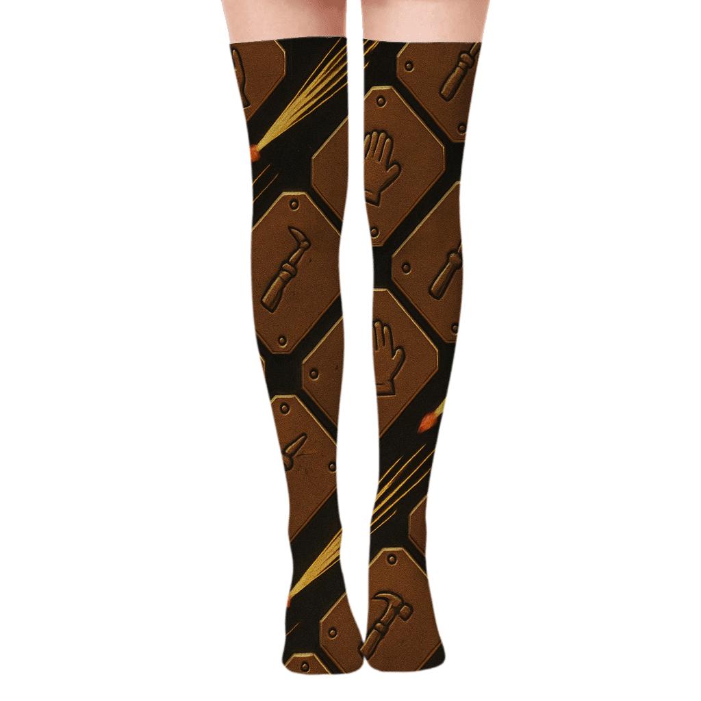 Metal Plate Rhythm With Welder Sparks comfortable cotton over-the-knee socks
