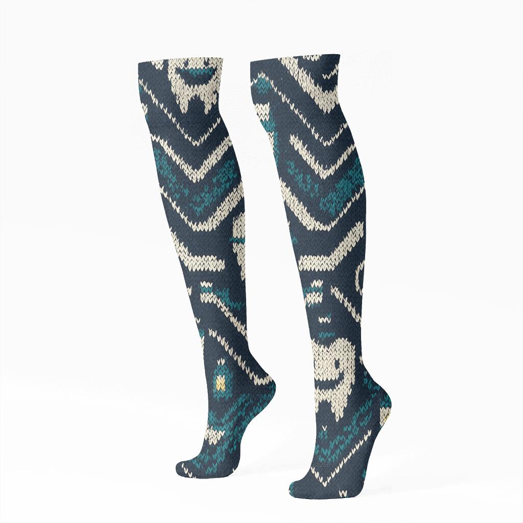 Knitted Dentist Chevron Floss Parade trendy patterned knee-high socks