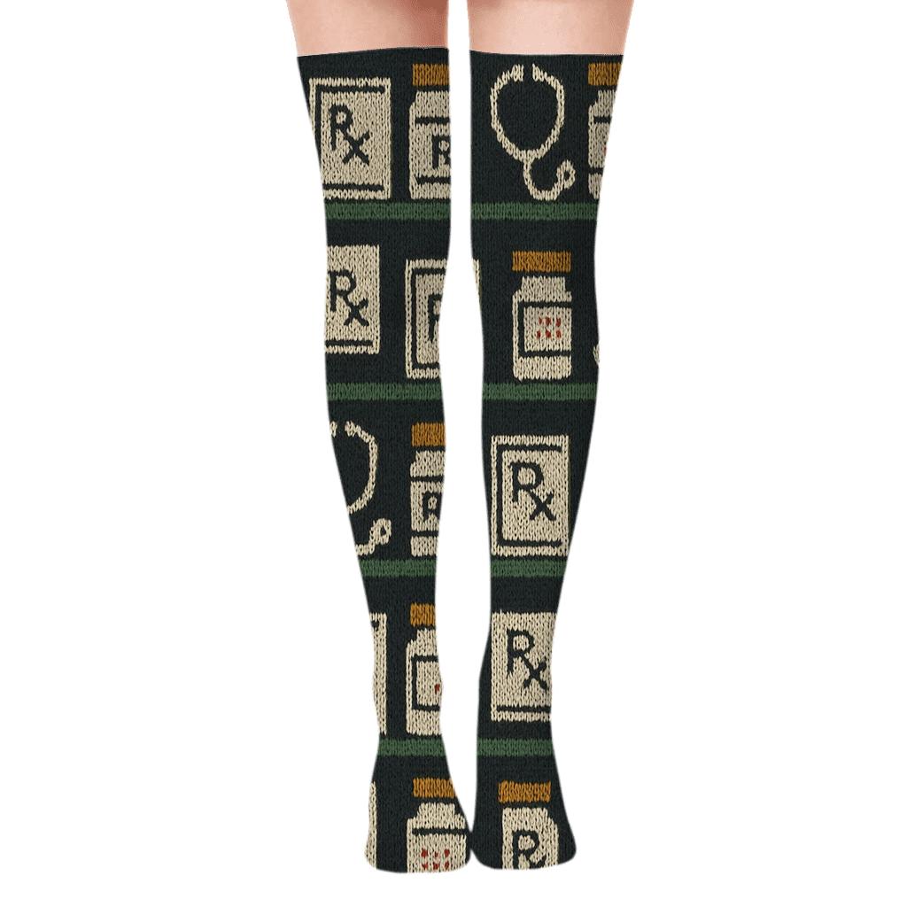 Pharmacist Knit Illusion Shelf Bands premium cozy over-the-knee socks