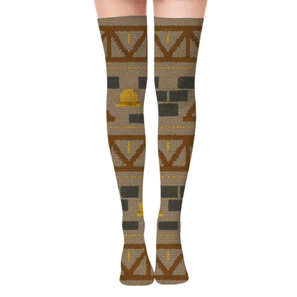 Civil Engineer Knitted Bridge Beam Bands designer print over-the-knee socks
